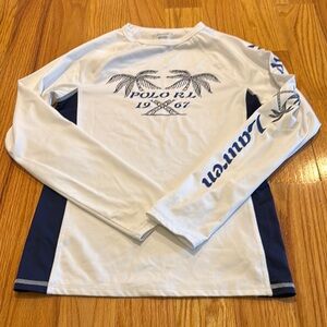 Polo by Ralph Lauren Boys White and Blue Swim Shirt